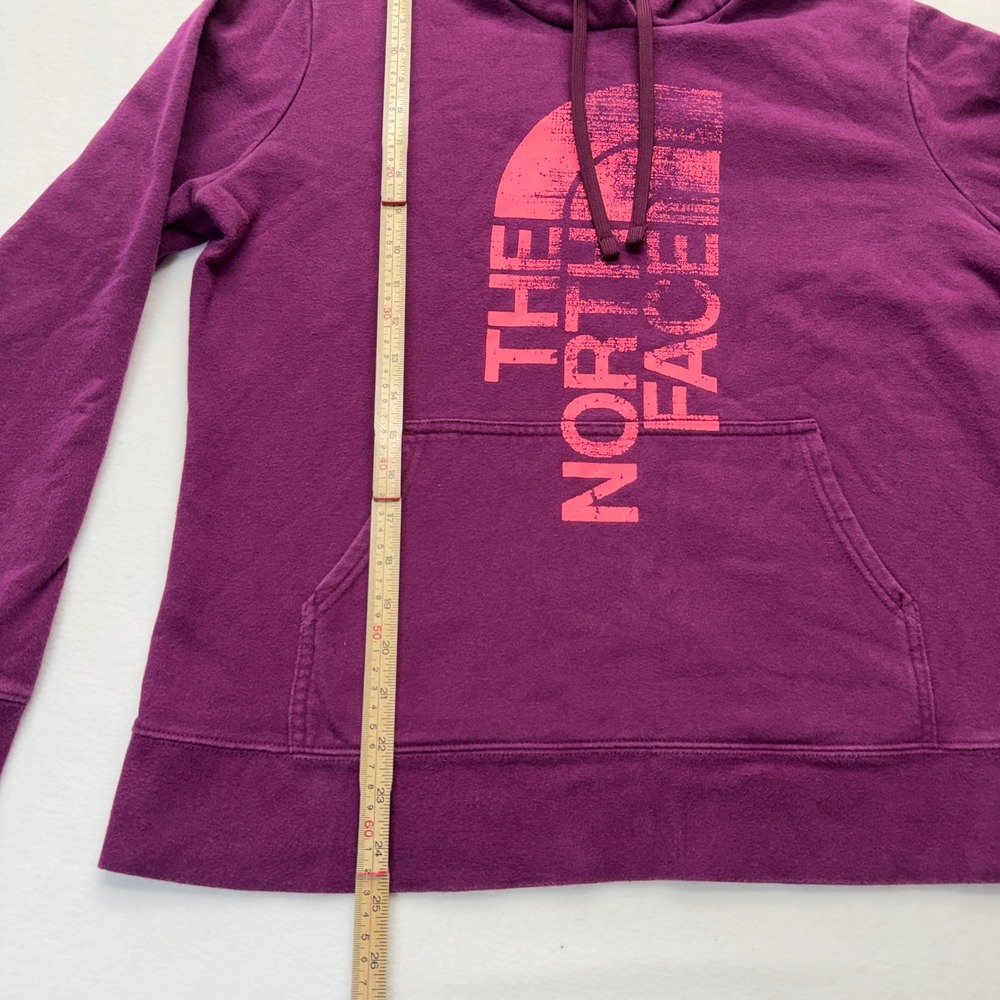 North Face Hoodie Womens L Purple Pink Logo Graphic Pullover Fleece Sweatshirt - Picture 6 of 9